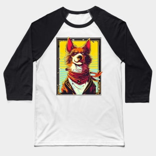 Retro funny cartoon dog portrait Baseball T-Shirt